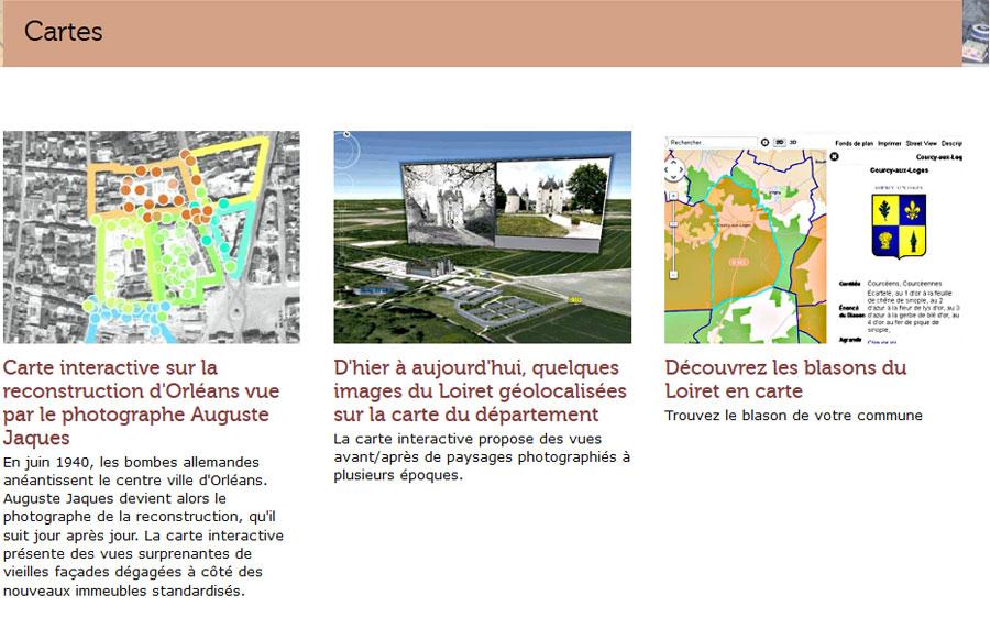 Copie de la partie cartes du site des Archives du Loiret